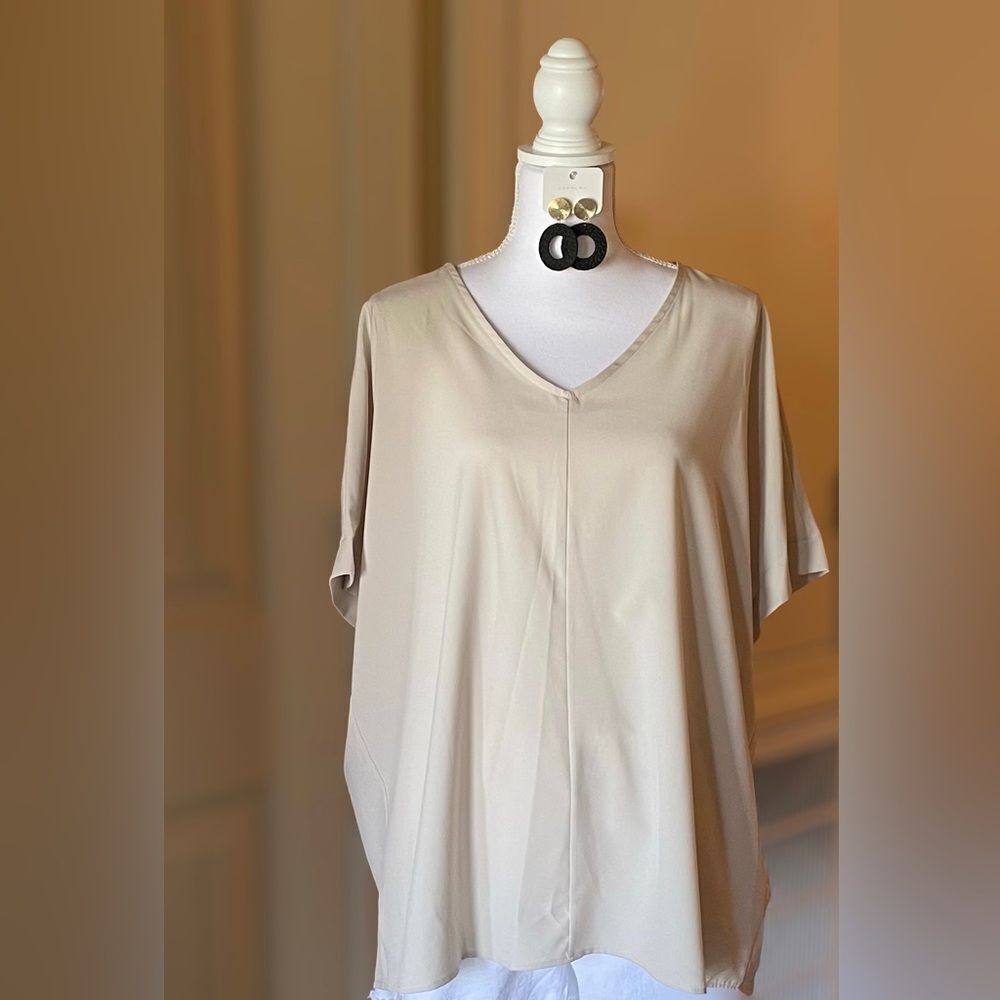 NEW! Stone Drop Shoulder Dolman Stretched Woven Top